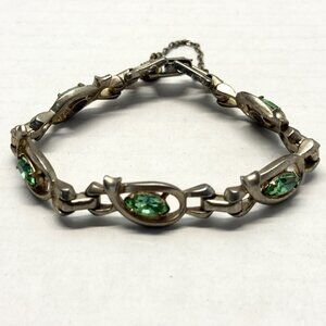 Vintage Barclay Green Rhinestone Bracelet